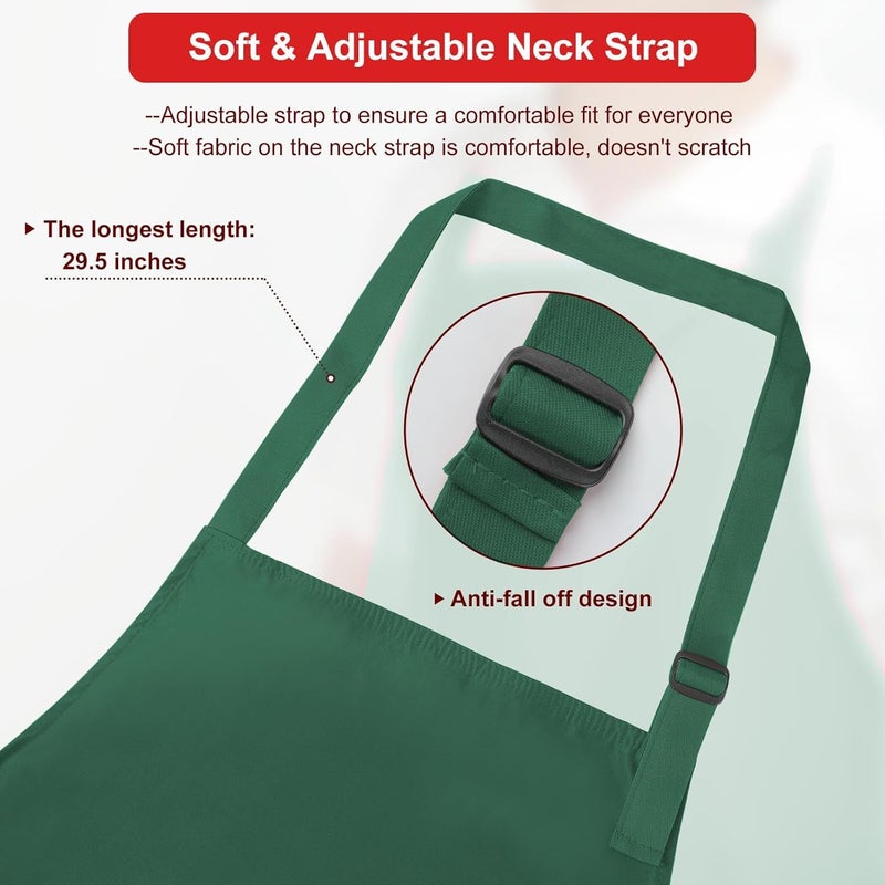 SHEOMERN 3-Layer Waterproof Apron - Pocket-Free Hygienic Design for Dishwashing & Dog Grooming - Lightweight Durable Protection for messy Kitchen Cooking, Baking, for Men & Women (3 Pack,Green) - Image 4